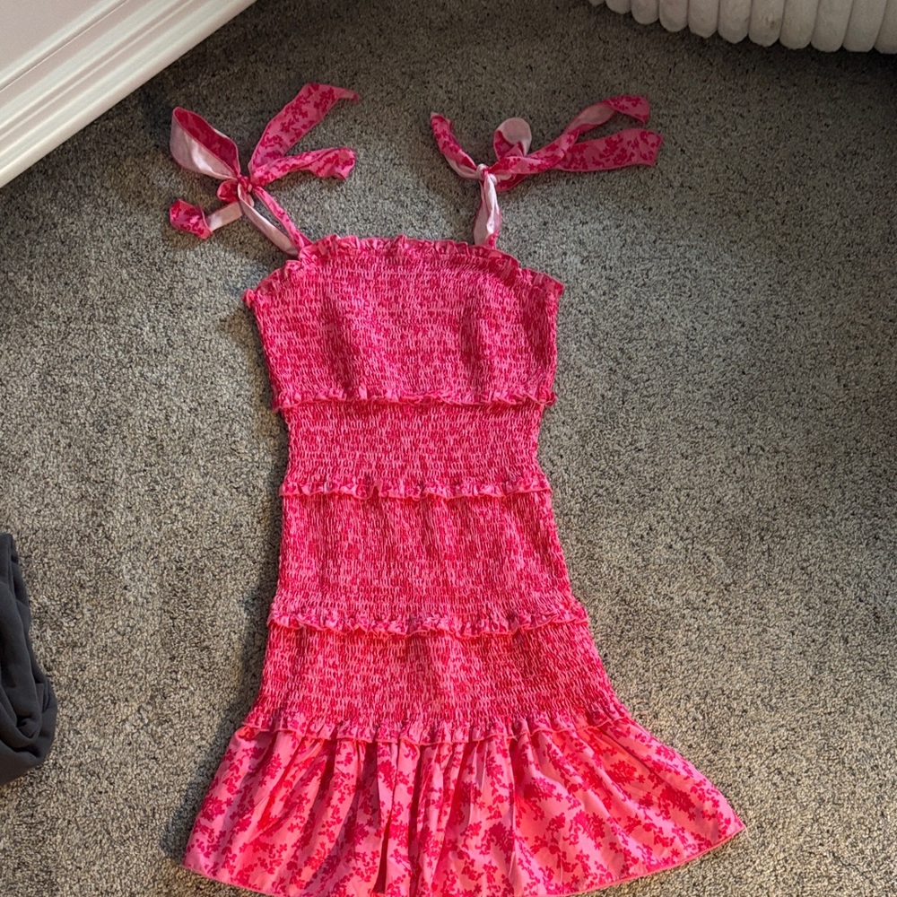 SHEIN Pink Ruffled Smocked Top